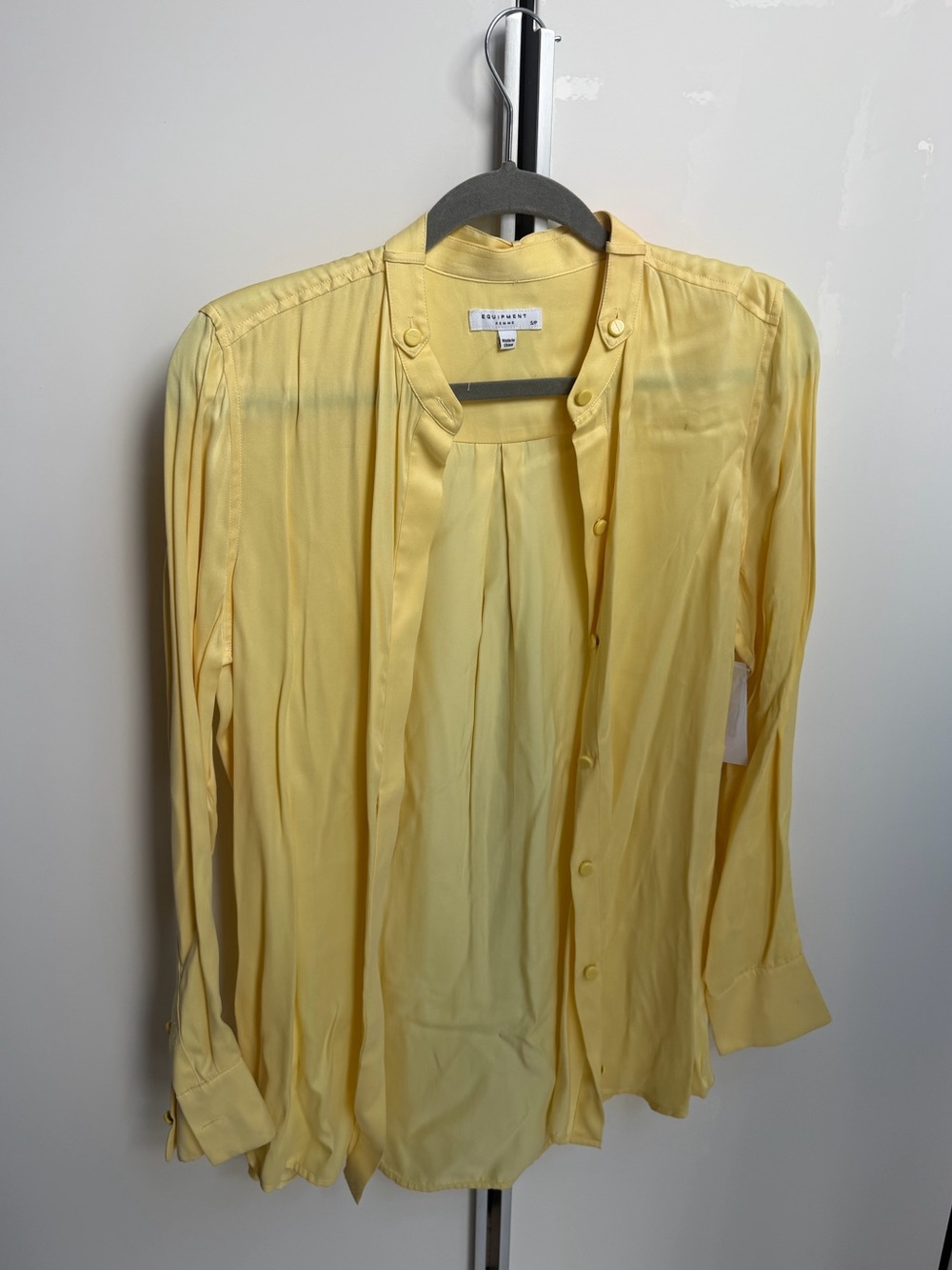 Equipment Pale Yellow Silk Button-Front Blouse